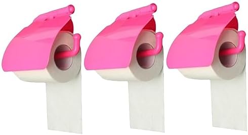 COSMEVIVI3pcs Bathroom Wall Mounted Tissue Box Toilet Paper Holder Rose Red