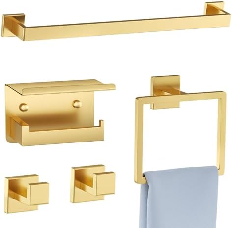 Bathroom Towel Bar Set Updated Look Gold-Tonish Finish