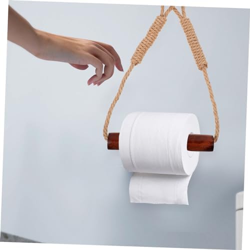 Stylish Wall-Mounted Toilet Tissue Organizer with Rustic Rope Design Easy to Install