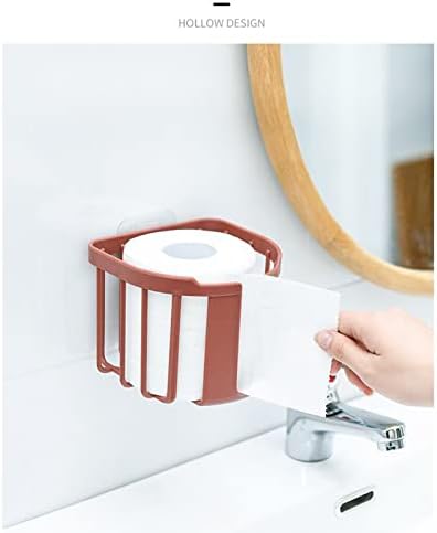 2-Piece No-Drilling Wall-Mounted Toilet Paper Holder Self-Adhesive Red