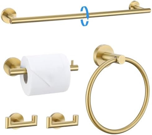 5-Piece Gold Brushed Towel Bar Set