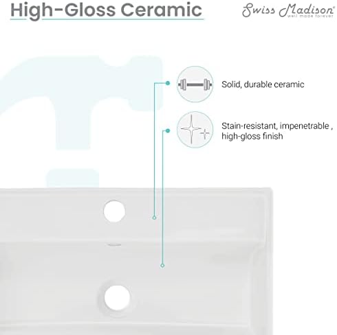 22 Wall-Mounted Bathroom Sink with Gold Finish Towel Bar