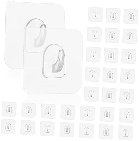 30-Piece Self-Adhesive Wall Bathroom Hooks Transparent Easy to Use