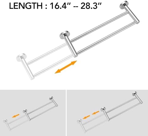 BESy Adjustable 164-283 Inch Double Bath Towel Bar Retractable Rust-Resistant
