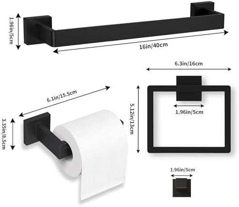 20-Piece Matte Black Bathroom Accessories Set Eco-Friendly Design
