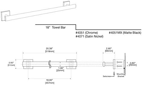Gatco 4051MX Elevate Bathroom Towel Bar 18-inch Matte Black