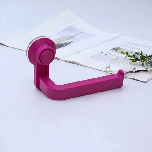 Durable Water-Resistant Suction-Cup Toilet Paper Roll Holder Rose Red