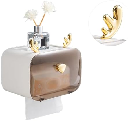 Adjustable Transparent Toilet Paper Holder with Antler Design for Bathroom
