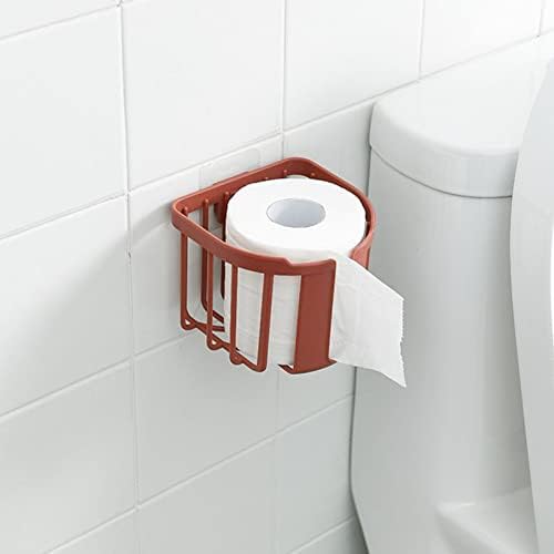 2-Piece No-Drilling Wall-Mounted Toilet Paper Holder Self-Adhesive Red