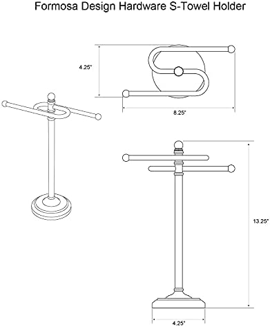Formosa Design Hardware Freestanding Towel Holder Brushed Nickel