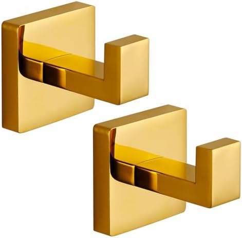 Fenas Heavy Duty Towel Hook Polished Gold 2-Pack
