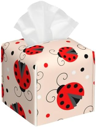 The Perfect Red Ladybug-Print Leather Tissue Box Holder