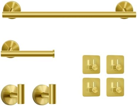 8-Piece Gold Bathroom Accessories Set Stainless Steel Towel Bar More