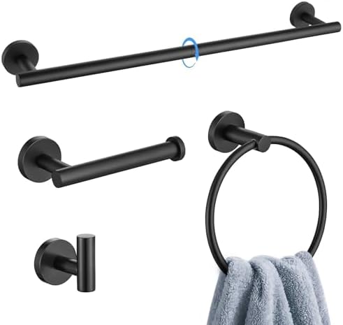 4-Piece Matte Black Towel Bar Set for the Bathroom