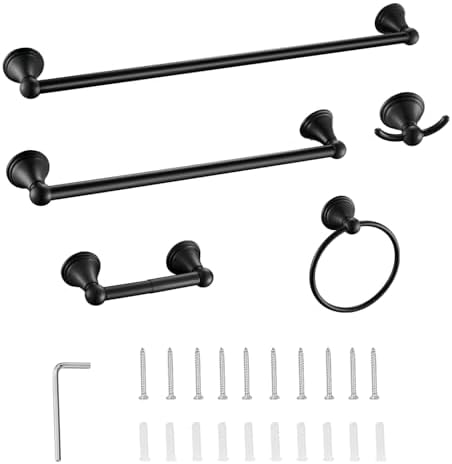 5-Piece Bathroom Accessory Set Modern Bath Hardware Space-Saving Design