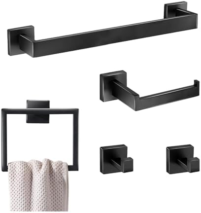 5-Piece Bathroom Set 16-Inch Stainless Steel Towel Bar Baths Home