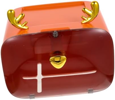Wall-Mounted Pink Tissue Holder with Cartoon Antler Design