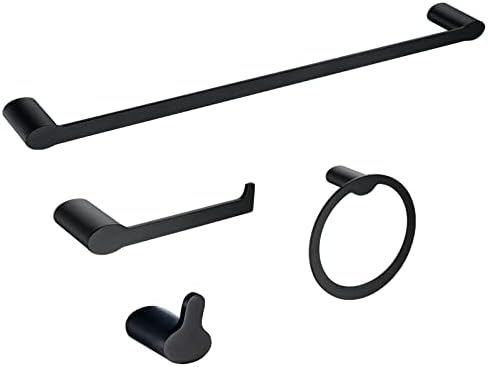 YUESIMATE 4-Piece Bathroom Hardware Set with Matte Black Finish