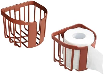2-Piece No-Drilling Wall-Mounted Toilet Paper Holder Self-Adhesive Red
