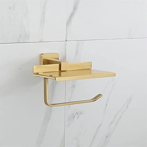 Nordic Light Luxury Brushed Gold Full Copper Bath Towel Rack Bar Set