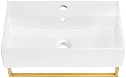 22 Wall-Mounted Bathroom Sink with Gold Finish Towel Bar