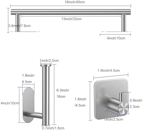 Toogon 5-Piece Self-Adhesive Towel Bar Set