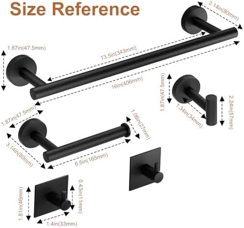 5-Piece Black Bathroom Hardware Set