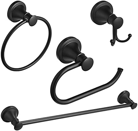 BESy Matte Black 4-Piece Bathroom Accessories Set