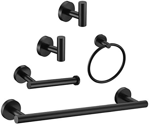 Bath 5-Piece Matte Black Bathroom Hardware Set