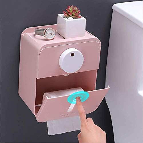Elegant Toilet Paper Holder with Built-in Storage Pink Design