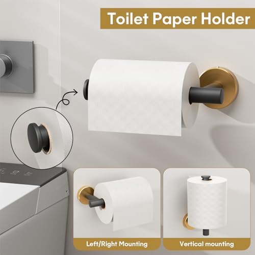 Black and Gold 5-Piece Bathroom Towel Bar Set