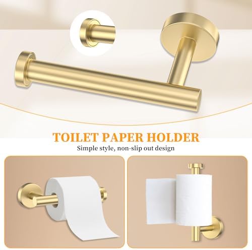 Elegantly Modern Brushed Gold Towel Bar Set 10 Piece