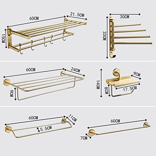 ANNBKA Space-Saver Towel BarsSingle PoleBrushed GoldAntique DesignModern look