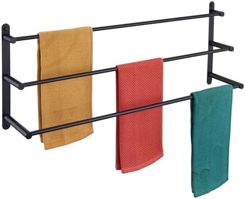 KOKOSIRI Bath Towel Bars Matte Black 3-Tier 32