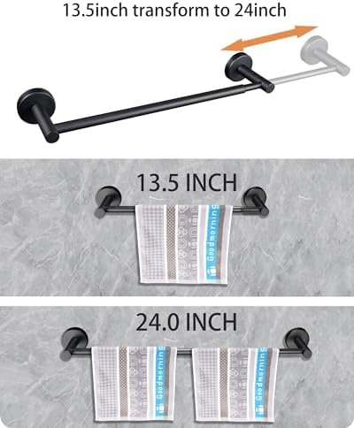Adjustable Black towel bar set for Home 10-Piece bathroom Accessories