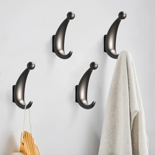Yundoza 4-Piece Towel Robe Hook Set for Bathroom Bedroom Entryway
