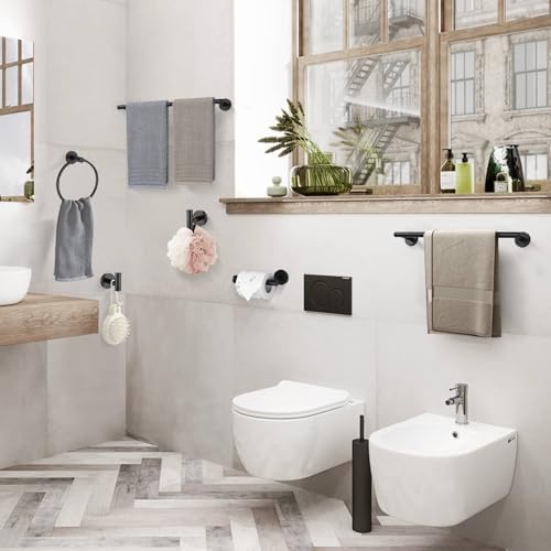 4-Piece Matte Black Towel Bar Set for the Bathroom