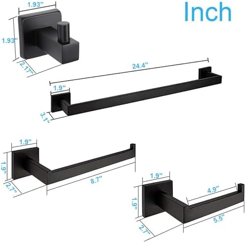 TocTen 4-Piece Stainless Steel Bathroom Hardware Set - Space-Saving Durable