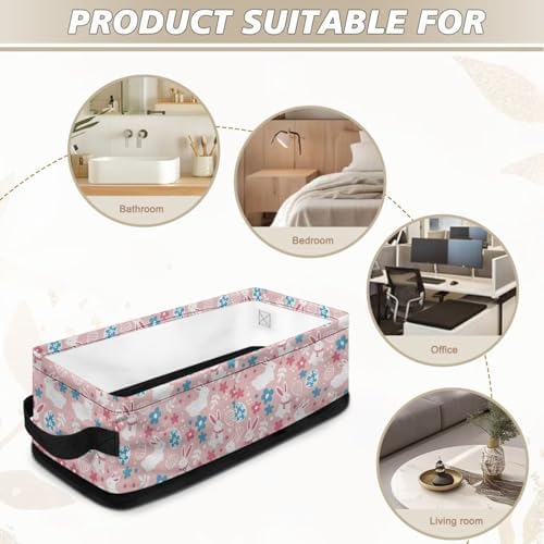 ZUXONGSY Pink Toilet Top Basket - Rectangular Storage Organizer with Handles