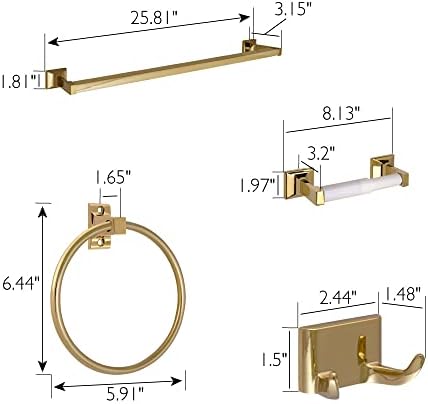Zinc Sure 4-Piece Towel Bar Kit with Polished Brass