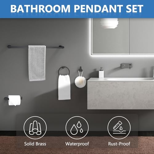 YUESIMATE 4-Piece Bathroom Hardware Set with Matte Black Finish