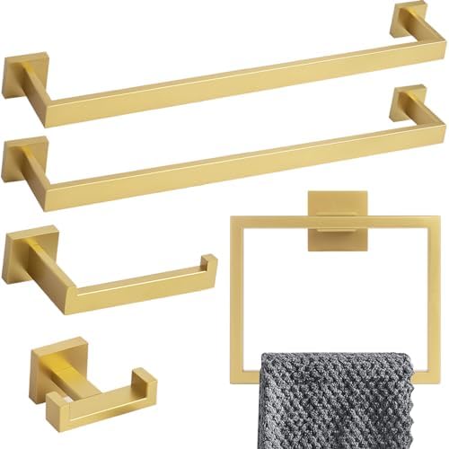 Gold-Tinted 5-Piece Towel Bar Set