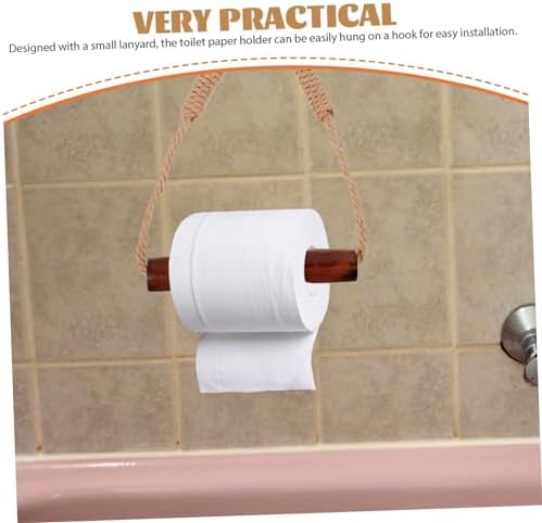 Stylish Wall-Mounted Toilet Tissue Organizer with Rustic Rope Design Easy to Install