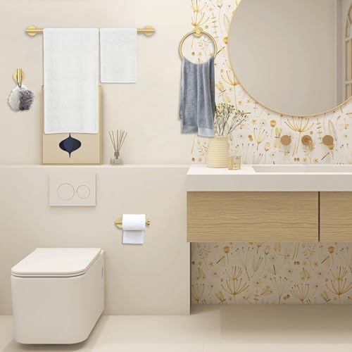Elegantly Modern Brushed Gold Towel Bar Set 10 Piece