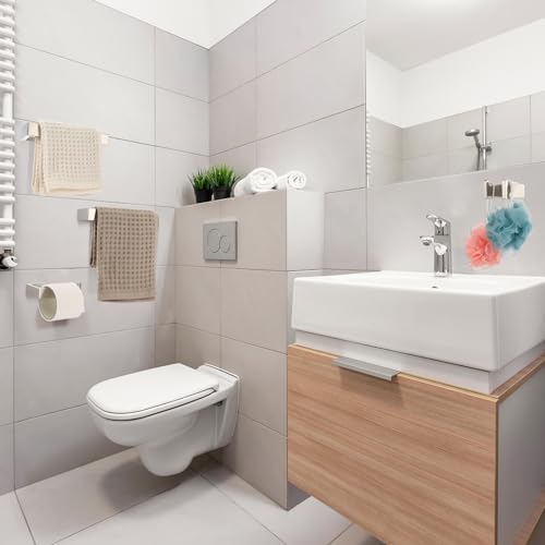 8-Piece Stainless Steel Bathroom Hardware Set Modern Design Silver Finish