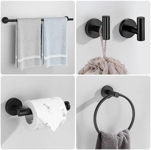 4-Piece Matte Black Towel Bar Set for the Bathroom