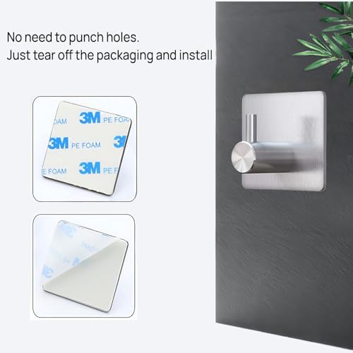 4PACK Stainless Steel Wall Hooks Durable and Waterproof