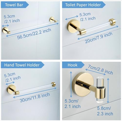 Modern Gold Acrylic Bathroom Hardware Set