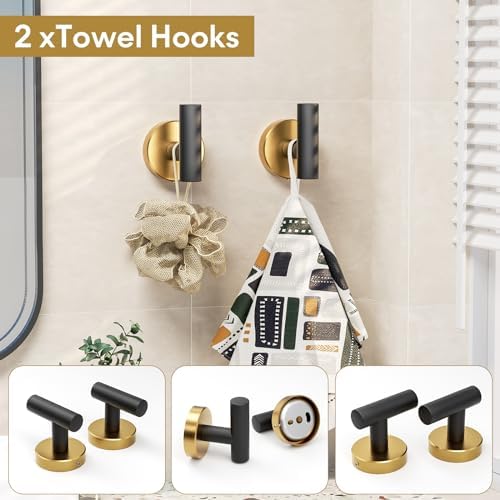 Black and Gold 5-Piece Bathroom Towel Bar Set