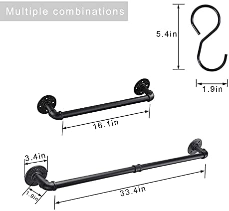Heavy Duty Towel Bar Space Saving Black Towel Organizer
